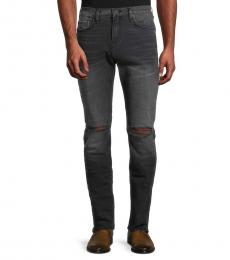 True Religion Dark Grey Rocco Ripped Relaxed Skinny Jeans