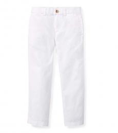 Little Boys White Straight Fit Twill Pants