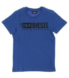 Diesel Boys Blue Logo Printed T-Shirt