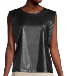 Black Faux Leather Top