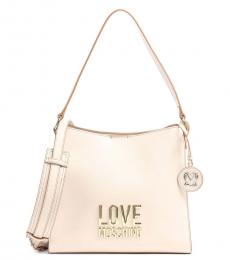 Love Moschino White Logo Medium Shoulder Bag