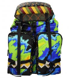 Prada Multi Color Printed Large Backpack