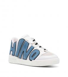 Moschino White Leather Logo Sneakers