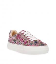 Betsey Johnson Pink Floral Rhinestone Sneakers