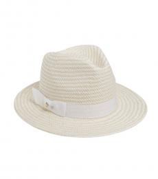 Kate Spade Off White Textured Fedora Hat