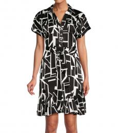 Karl Lagerfeld Blackwhite Printed Belted Mini Dress
