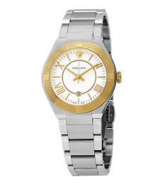 Versace Silver-Gold Logo Watch