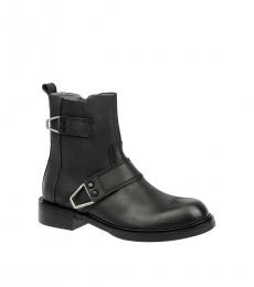 Black Leather Belted Boots