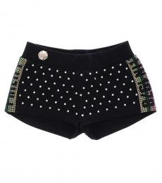 Little Girls Black Rhinestone Shorts