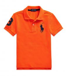 Ralph Lauren Little Boys Signal Orange Mesh Polo