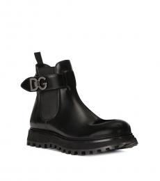 Dolce & Gabbana Black Brushed Beatle Boots