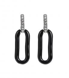 Tory Burch Black Silver Miller Hoop Earrings