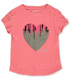 DKNY Little Girls Pink Flip Sequin Heart Top