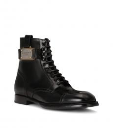 Dolce & Gabbana Black Logo Buckle Boots