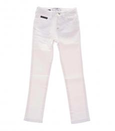 Girls White Stretch Skinny Fit Jeans
