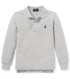 Ralph Lauren Little Boys Light Grey Long Sleeve Polo