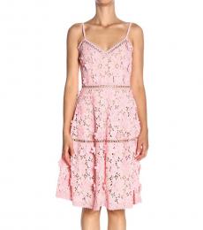 Michael Kors Light Pink Floral Applique Lace Dress