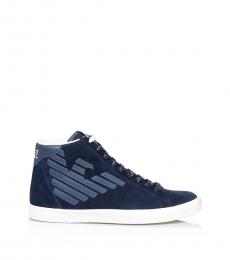 Emporio Armani Dark Blue Logo High Top Sneakers