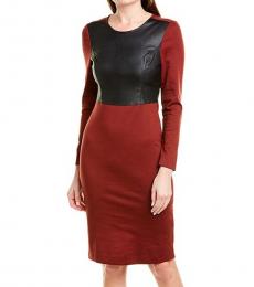 BCBGMaxazria Maroon Colorblock Sheath Dress