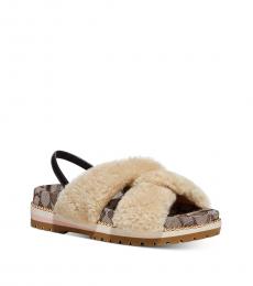 Natural Tally Fluffy Sandals