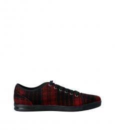 Dolce & Gabbana Red Plaid Sneakers