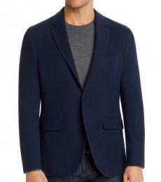 Navy Blue Textured Blazer Jacket