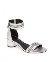 Silver Ortenne Ankle Strap Heels