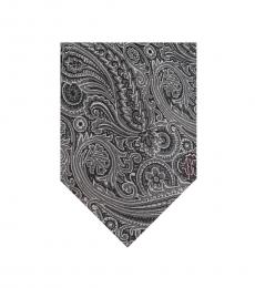 Roberto Cavalli Black Grey Floral Jacquard Tie