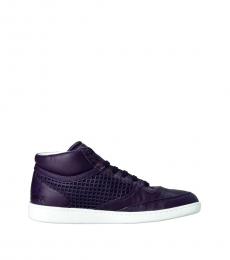 Dolce & Gabbana Purple Leather Hi Top Sneakers