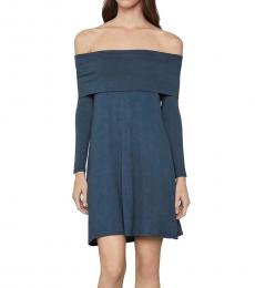 BCBGMaxazria Midnight Offshoulder Mini Evening Dress