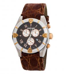 Roberto Cavalli Brown Diamond Chronograph Watch