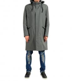 Grey Hooded Windbreaker Coat