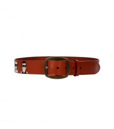 Dolce & Gabbana Brown Designer Patch Print Belt