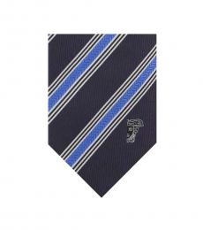Versace Blue Light Textured Diagonal Stripe Tie