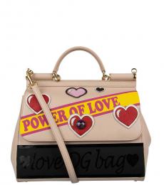 Dolce & Gabbana Beige Sicily Power Of Love Medium Satchel