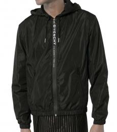 Givenchy Black Logo Print Zip-Front Hoodie