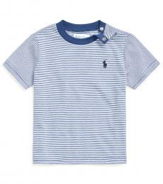 Ralph Lauren Baby Boys Federal Blue Striped T-Shirt