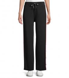 Karl Lagerfeld Black Striped Pull-On Sweatpants