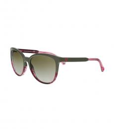 Military-Striped Pink Cat Eye Sunglasses