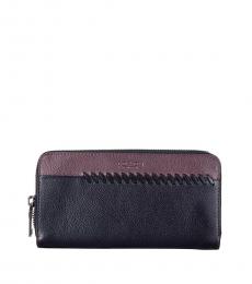 Coach Oxblood-Black Baseball Stitch Accordion Wallet