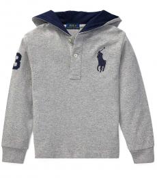 Ralph Lauren Little Boys Grey Big Pony Hooded T-Shirt