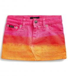 Ralph Lauren Little Girls Farris Wash Dip-Dyed Denim Skirt
