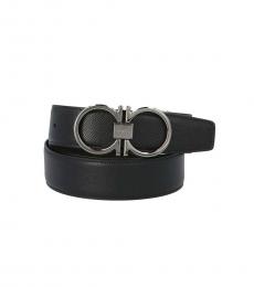 Salvatore Ferragamo Black-Brown Logo Reversible Belt