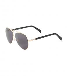 Balmain Black-Gold Browline Aviator Sunglasses