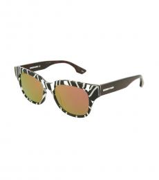 McQ Alexander McQueen Black-White Rectangle Sunglasses