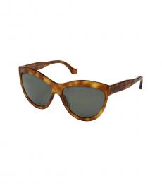 Blonde Havana-Green Cat Eye Sunglasses