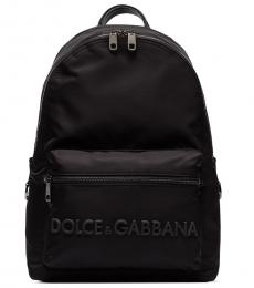 Dolce & Gabbana Black Front Logo Large Backpack