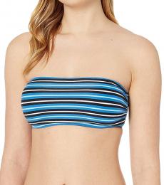 Michael Kors Vintage Blue Stripe Bandeau Bikini Top
