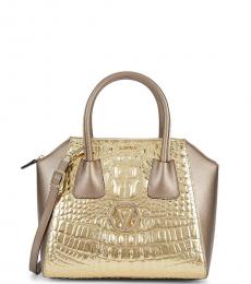 Mario Valentino Bronze Minimi Embossed Medium Satchel