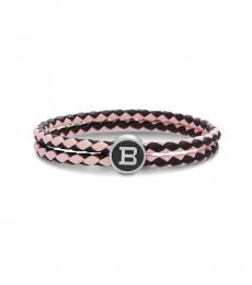 Ben Sherman Red-Navy Braided Leather Logo Bracelet